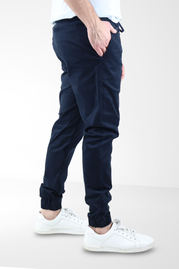 Pantalón Jogger Azul Marino Hombre Casual Estilo Urbano Con Cordón Y Bolsas